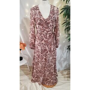 The Fifth Label NWOT Paisley Kimono Maxi Wrap Slip Dress Set Size M Sheer Boho